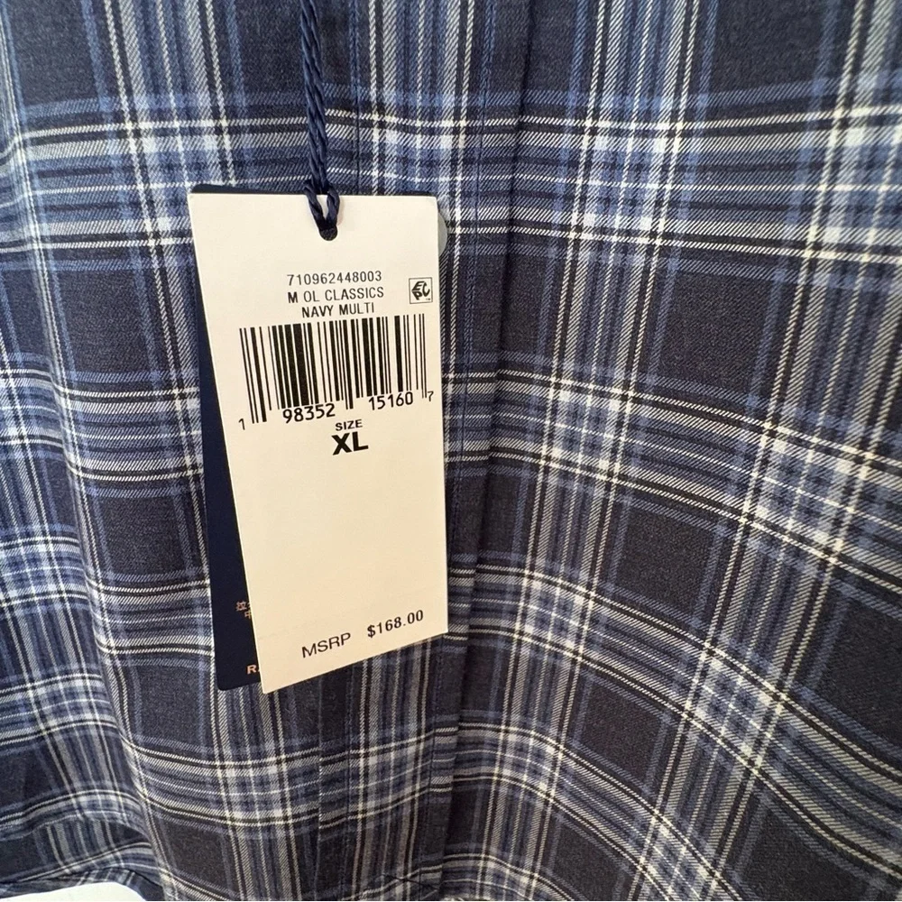 NWT Polo by Ralph Lauren Men’s Button Down Dress Shirt Blue Plaid 100% Cotton